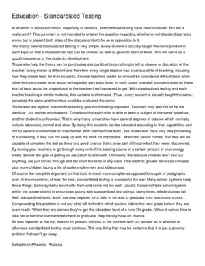 Education - Standardized Testing