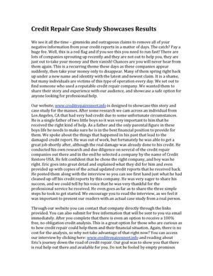 Credit Repair Case Study Showcases Results