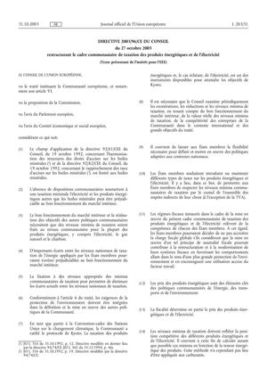taxation des produits énergétiques et de l'électricité FR