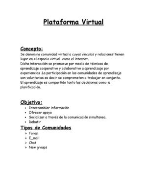 Concepto de plataforma Virtual