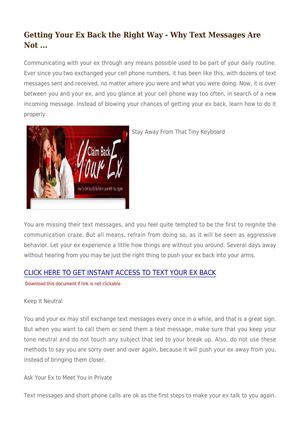 Getting Your Ex Back The Right Way - Why Text Messages Are Not ...