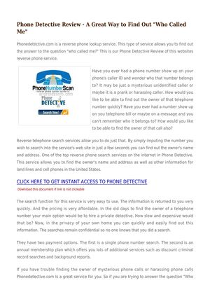 Phone Detective Review - A Great Way To Find Out  Who Called Me
