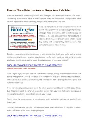 Reverse Phone Detective Account Keeps Your Kids Safer