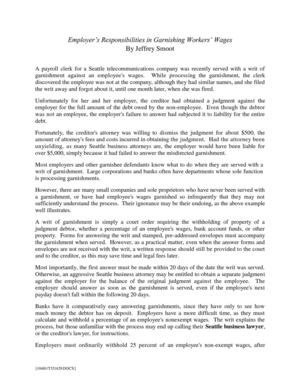 Employer’s Responsibilities in Garnishing Workers’ Wages By Jeffrey Smoot