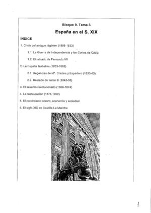 TEMA 9 ESPAÑA EN EL SIGLO XIX