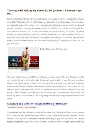 The Magic Of Making Up  Ebook By TW Jackson - 3 Proven Ways On  ...