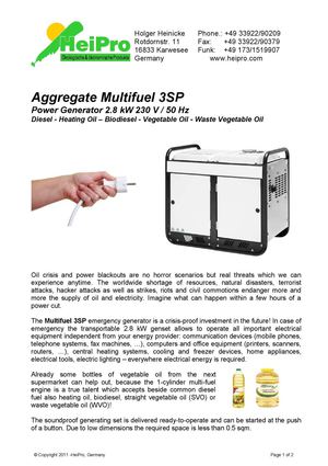 VEGETABLE OIL Electric Generators