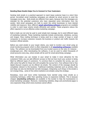 Sending Mass Emails Helps You to Connect to Your Customers