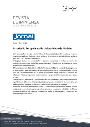Revista de Imprensa de 04 de abril de 2012