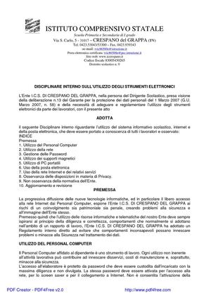 Disciplinare sull'utilizzo dei mezzi informatici