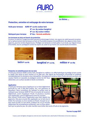 Protection, entretien et nettoyage de votre terrasse