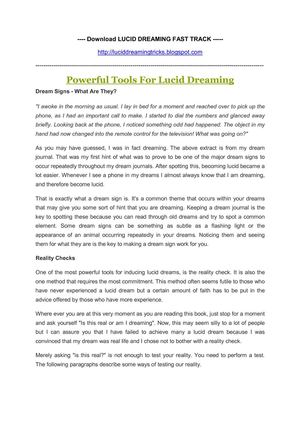 Powerful Tools For Lucid Dreaming