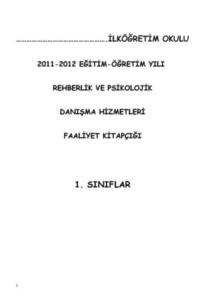 REHBERLİK VE PSİKOLOJİK DANIŞMA HİZMETLERİ 1 SINIF FAALİYET KİTAPÇIĞI
