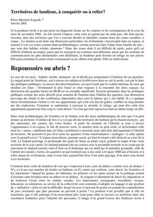 Territoires de banlieue, à conquérir ou à relier ? (2005)