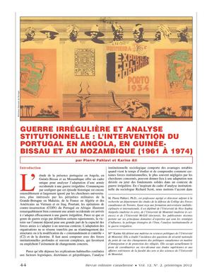 Guerre irrégulière et analyse institutionnelle : l'intervention du Portugal en Angola, en Guinée Bissau et au Mozambique (1961 à 1974)