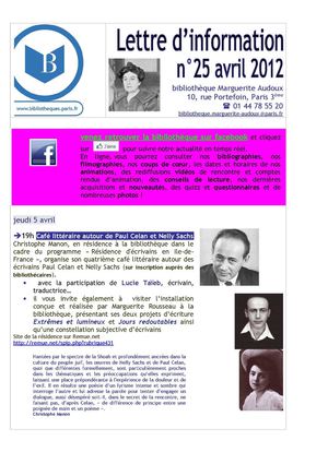 Lettre d'info - avril 2012