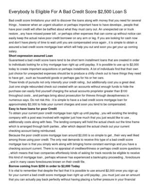 Everybody Is Eligible For A Bad Credit Score $2,500 Loan S