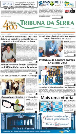 Jornal Tribuna da Serra - Edição Especial - n°400 - Cordeiro RJ