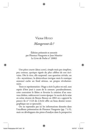 Fiche pédagogique Mangeront-ils ?, Victor Hugo