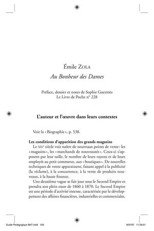 Fiche pédagogique Au Bonheur des dames, Emile Zola
