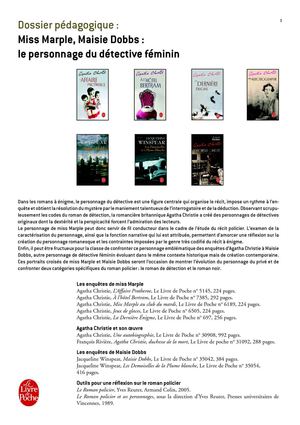 Dossier pédagogique Miss Marple, Maisie Dobbs : Le personnage du détective féminin