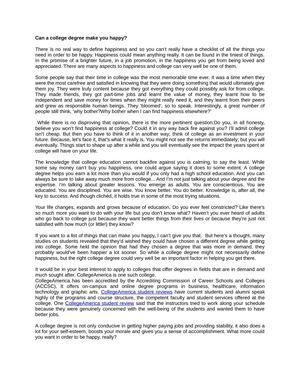 Can a college degree make you happy?