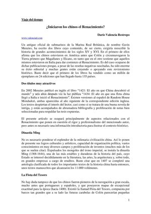 ¿Iniciaron los chinos el Renacimiento?