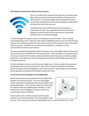 WiFi Hotspots Can Benefit Your Clients and Your Business 