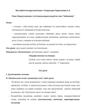 Падагульненне і сістэматызацыя ведаў па тэме “Займеннік”