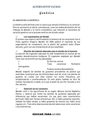 ALTERNATIVO YACHAY - Genética