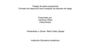 FORMATO DE INSPECCIÓN PARA CONSIGNAR LOS FACTORES DE RIESGO 