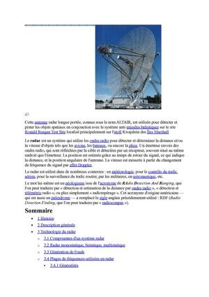 LE RADAR  DEFINITION