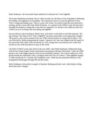 Mark Birnbaum - the Successful Name behind the Exuberant New York Nightlife