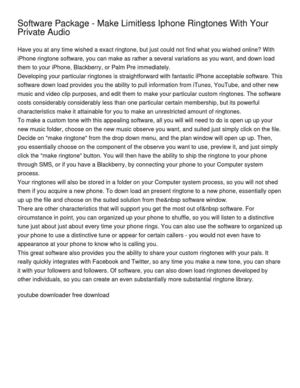 Software Package - Make Limitless Iphone Ringtones With Your Private Audio