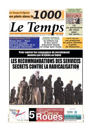 Le Temps d'Algérie Edition du Mercredi 11 Avril 201