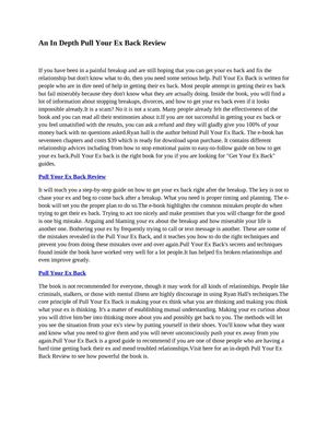An In Depth Pull Your Ex Back Review
