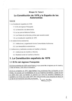 TEMA  7 LA CONSTITUCIÓN DE 1978 Y LA ESPAÑA DE LAS AUTONOMÍAS