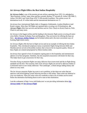 Jet Airways Flight Offers the Best Indian Hospitality