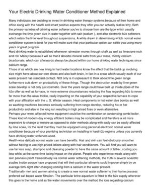 Your Electric Drinking Water Conditioner Method Explained