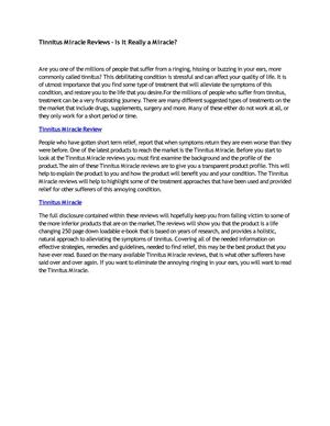 Tinnitus Miracle Reviews - Is It Really a Miracle