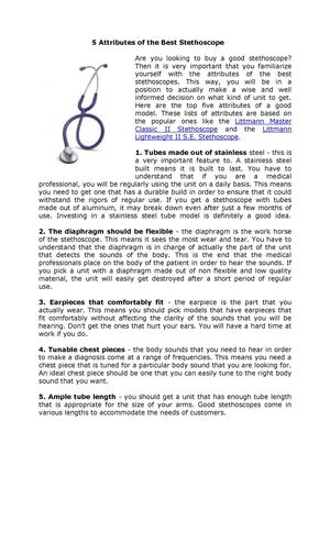 5 Attributes of the Best Stethoscope