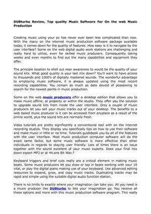 DUBturbo Review, Top quality Music Software For On the web Music Production