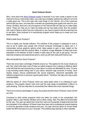 Sonic Producer Review