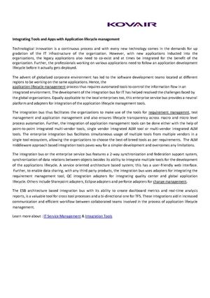 Integrating Tools and Apps with Application lifecycle management 