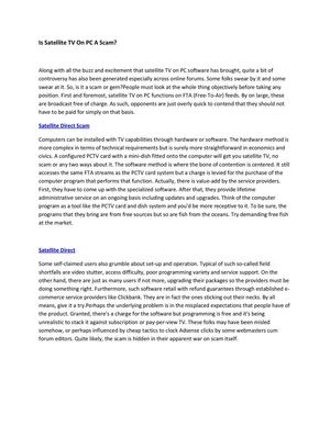 Is Satellite TV On PC A Scam