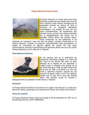 Parque Nacional Volcan Arenal