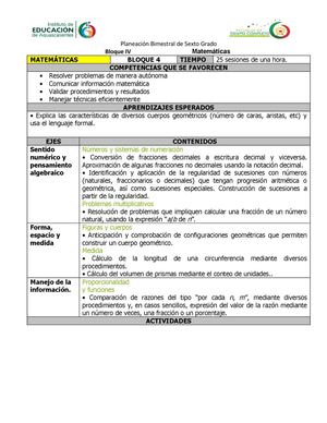 planeacion de sexto grado 4º bimestre