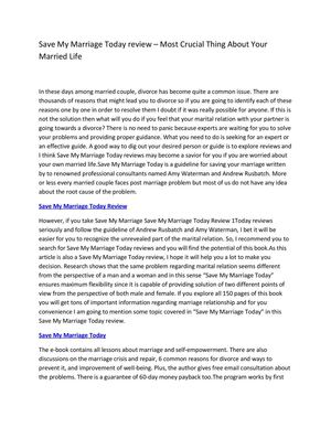 Save My Marriage Today review – Most Crucial Thing About Your Married Life