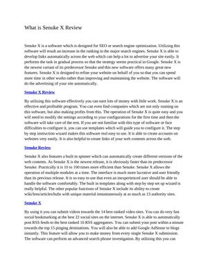 What is Senuke X Review