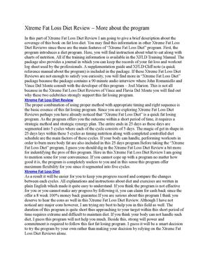 Xtreme Fat Loss Diet Review – More about the program